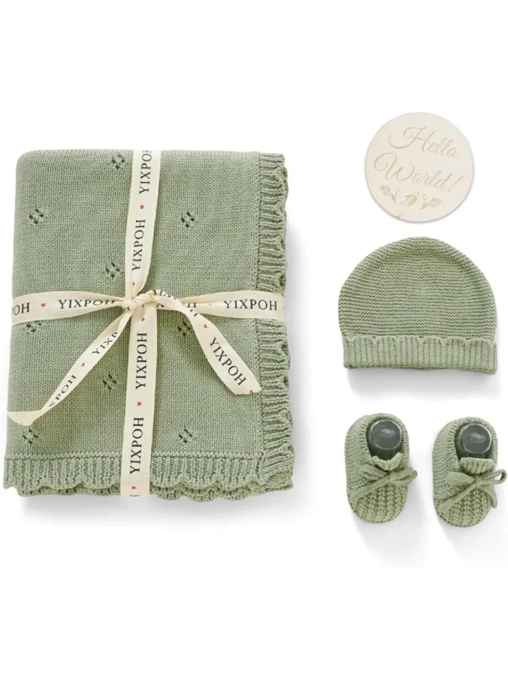 Cozy Organic Cotton Baby Blanket, Knit Beanie & Booties Set - Perfect Gift!